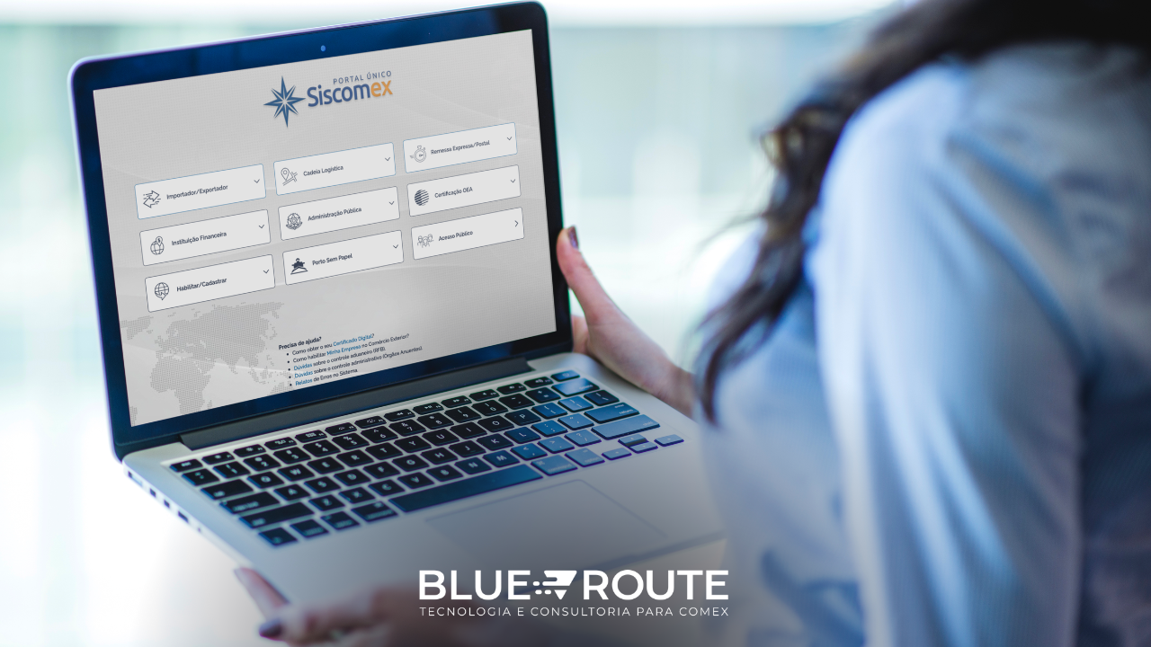portal único Siscomex na tela do computador